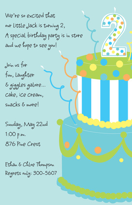 Girl Polka Dot 2 Cake Invitation