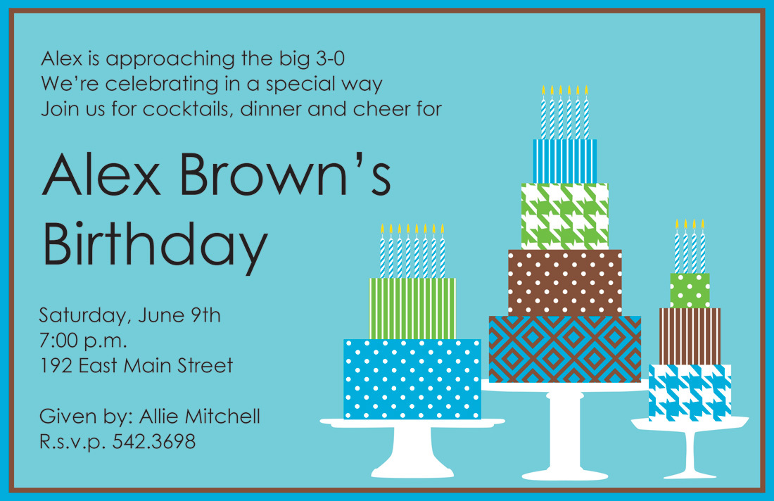 Whimsy Blue Cakes Birthday Invitations