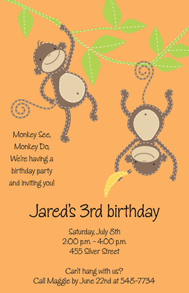 Hanging Monkeys Invitation