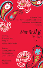 Bright Contrast Posh Red Paisley Invitations