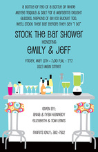 Modern Posh Bar Blue Shower Invitations