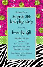 Modern Stylish Zebra Daisies Invitation