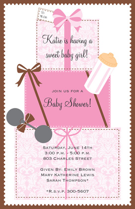 Gifts Stack Baby Boy Invitations