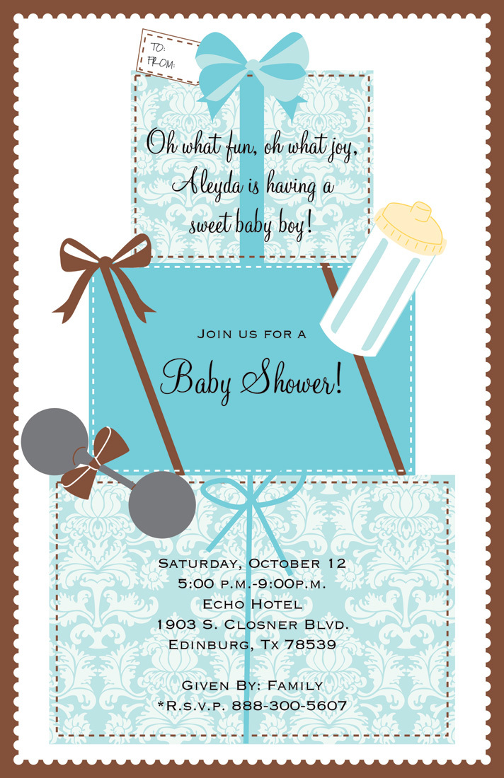 Gifts Stack Baby Boy Invitations