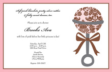 Baby Shower Girl Rattle Invitation