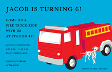 Fire Truck Chalkboard With Banners Photo Invitations