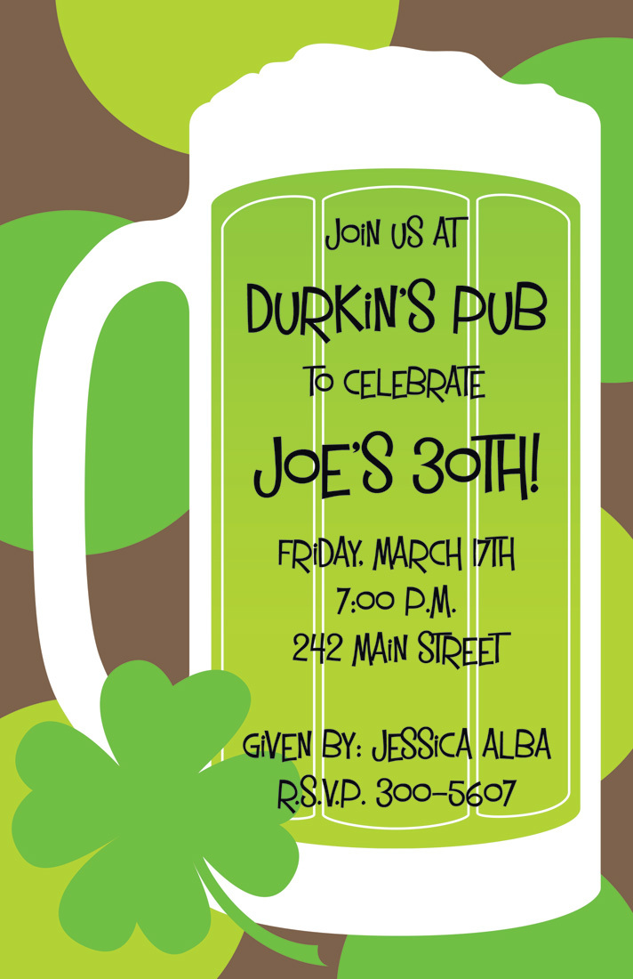 Green Beer St. Patrick Day Invitations