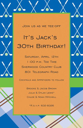 Golf Mix Plaid Chalkboard Invitation