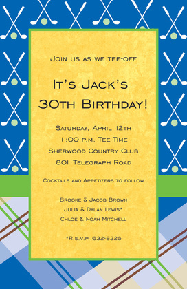 Golf Mix Plaid Chalkboard Invitation