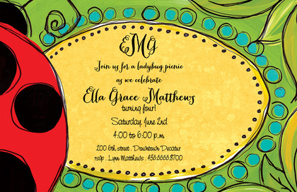 Ladybug Illustration Invitations