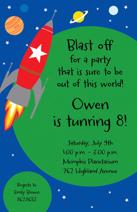 Rocket To Planets Invitation