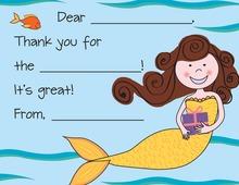 Pink Hair Mermaid Fill-in Thank You Cards