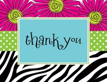 Zebra Daisies Thank You Cards