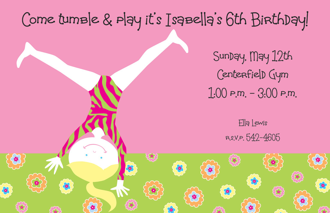 Happy Up Side Down Gymnastic Invitations