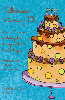 Cocoa Birthday Cake Invitations