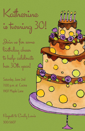 Cocoa Birthday Cake Invitations
