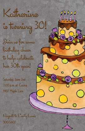 Classy Cocoa Birthday Cake Invitation