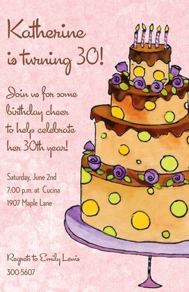 Classy Cocoa Birthday Cake Invitation