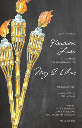 Spring Bamboo Tiki Torches Invitation