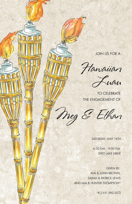 Night Bamboo Tiki Torches Invitation