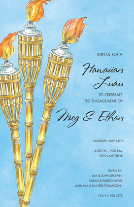 Night Bamboo Tiki Torches Invitation