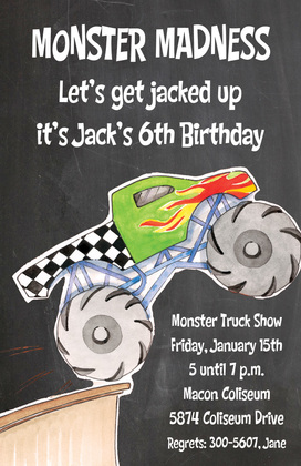 Red Giant Monster Truck Invitations