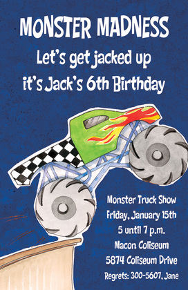 Chalkboard Giant Monster Truck Invites