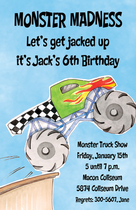 Chalkboard Giant Monster Truck Invites