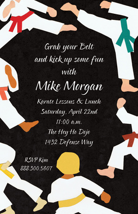 Karate Kids Kicking Party Invitations