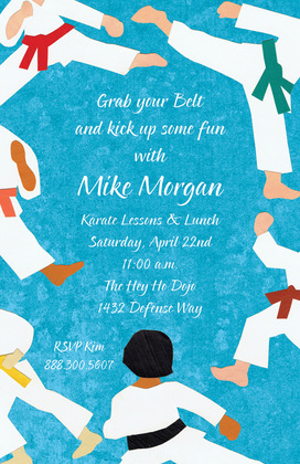 Green Belt Karate Kick Invitations