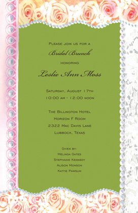 Classy Rose Lace Pearl Invitations