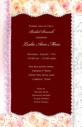 Bright Rose Border Bridal Invitations