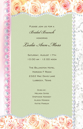 Rose Lace Pearl Border Invitations