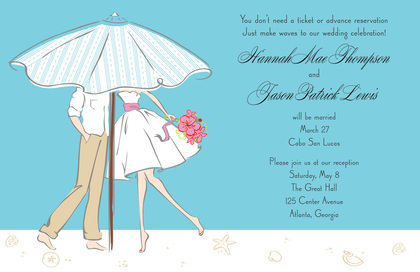 Dancing Modern Beach Couple Green Invitations