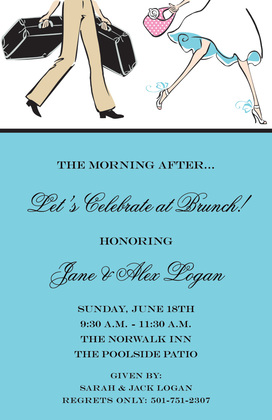 Traveling Couple Wedding Brunch Meadow Green Invites