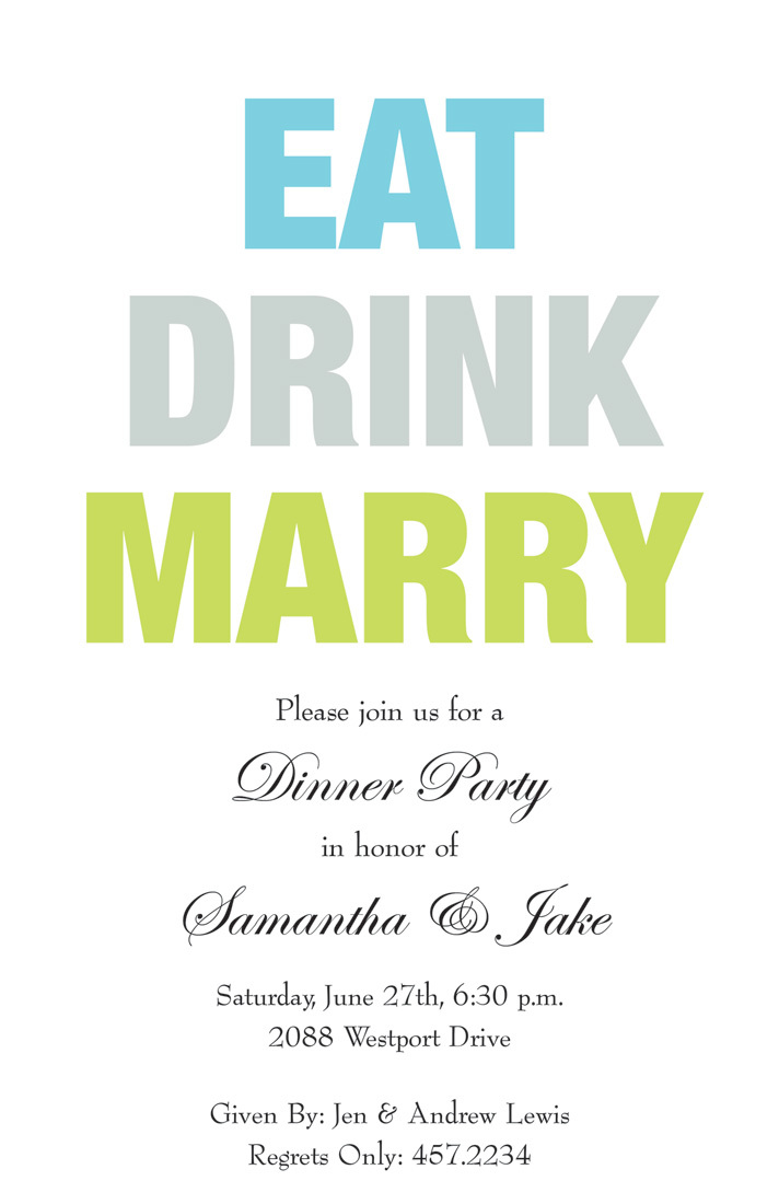 Popular Eat Drink Marry Invitations