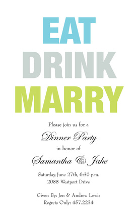 Holiday Red Eat Drink Marry Invitations