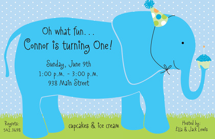 Elephant Girl Baby Shower Invitations