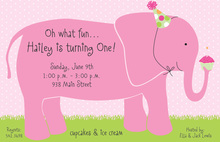 Pink Elephants Baby Shower Invitation