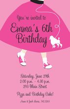 Pink Poodle Skirt Birthday Invitations