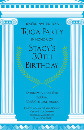 Mega Toga Black Greek Invitations