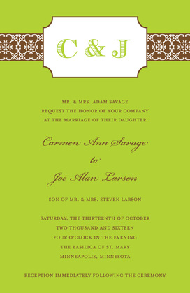 Lime Bookplate RSVP Cards