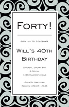 Modern Swirlz Black Border Invitations