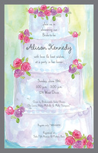 Pink Swirl Wedding Cake Aqua Couple Wedding Invites