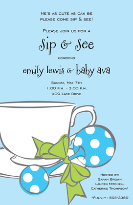 Pink Sip and See Baby Shower Invitations