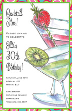 Fun Watercolor Cocktails Shower Invitations