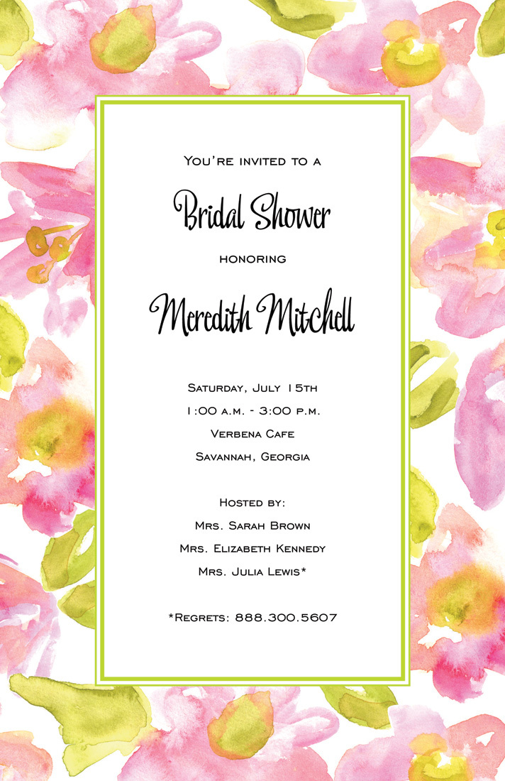Accented Framed Floral Wash Invitations
