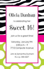 Contrasting Citron Zebra Animal Print Invitations