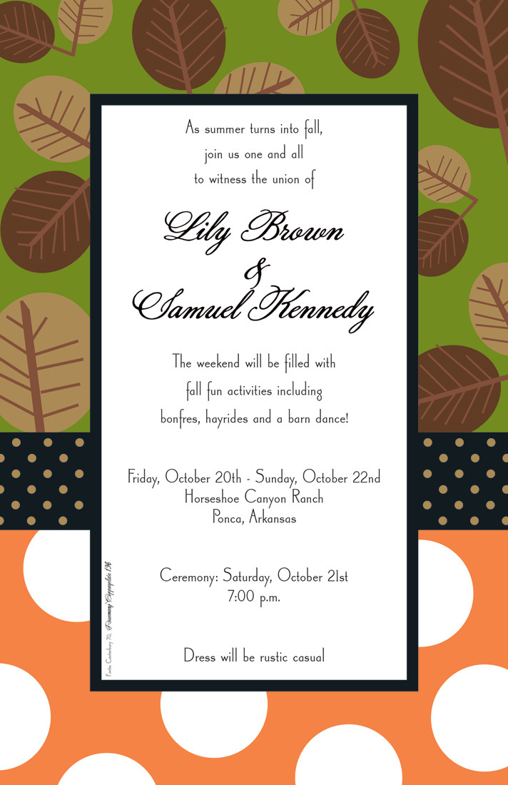 Decorated Brown Leaf Mix Invitations
