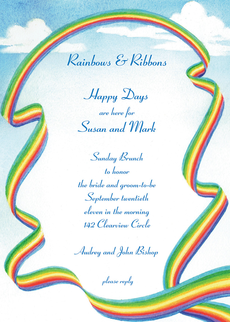 Rainbow Ribbon Border Invitation